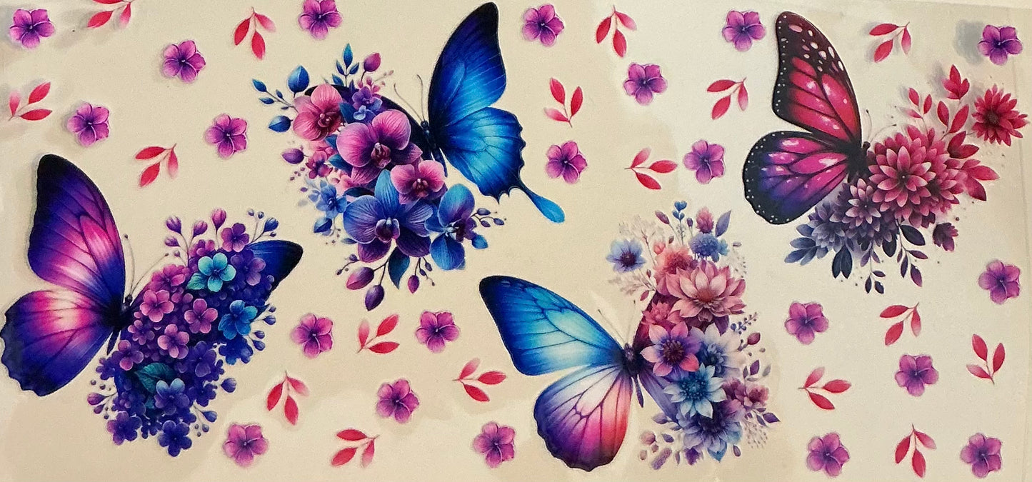 0013 LIGHT BLUE/PINK BUTTERFLIES