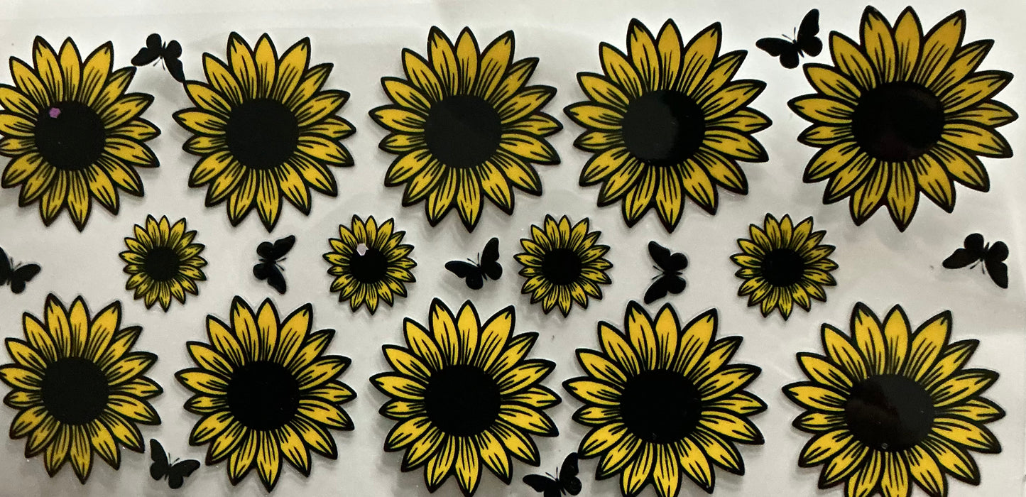 0019 SUNFLOWER COLLAGE W/BLACK BUTTERFLIES