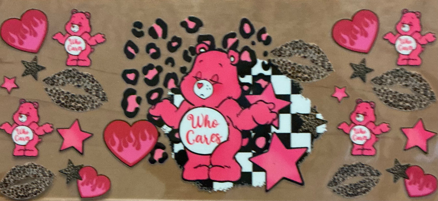 774 Pink Character Bear "Who Cares"