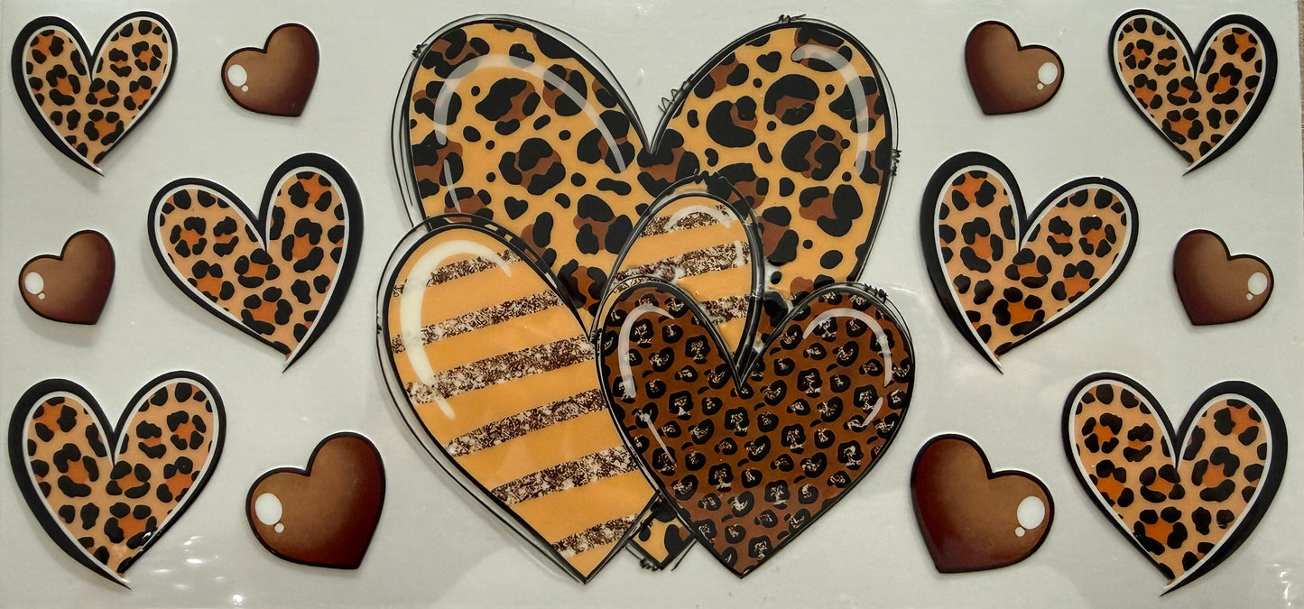 1043 BROWN LEOPARD PRINT HEART COLLAGE