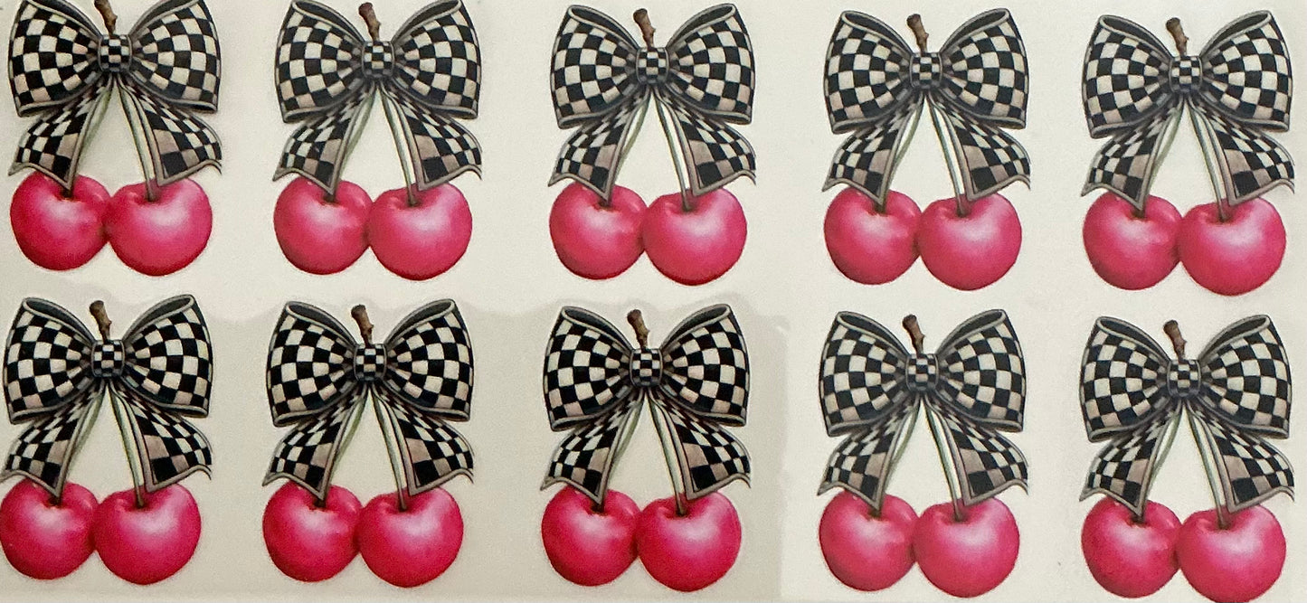 25 CHERRIES W/CHECKERED BOW WRAP