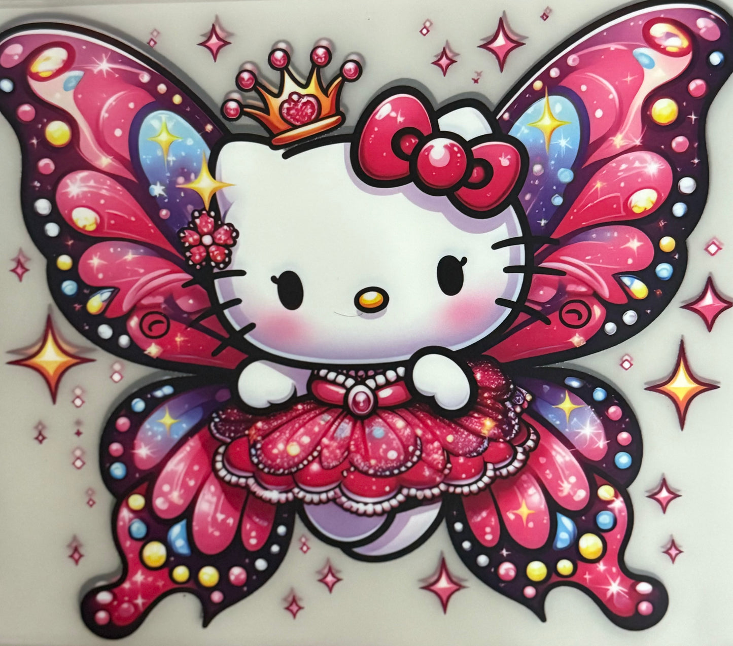 Kitty Toddler Pink Butterfly Clear Film Transfer