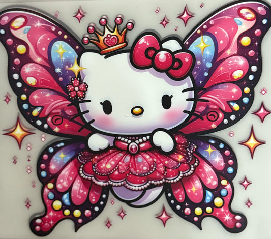 Kitty Toddler Pink Butterfly Clear Film Transfer