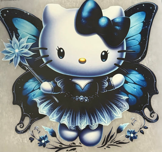 Kitty Blue Butterfly Clear Film Transfer