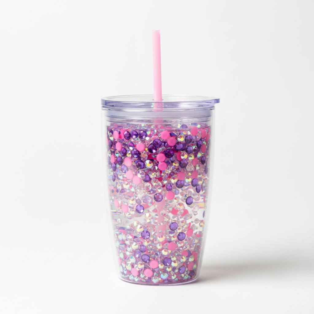 RHINESTONE SNOW GLOBE CUP
