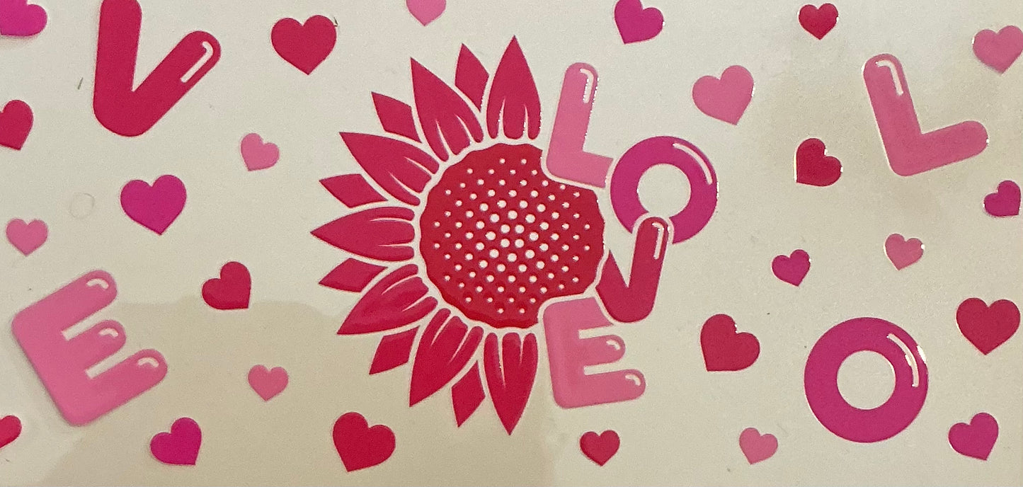 0003 PINK LOVE SUNFLOWER W/HEARTS