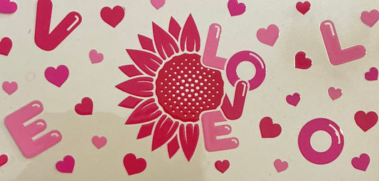 0003 PINK LOVE SUNFLOWER W/HEARTS