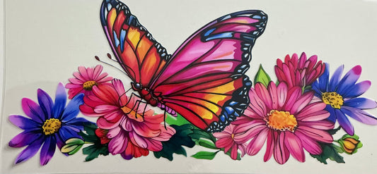 0011 LARGE BUTTERFLY W/COLORFUL FLOWERS
