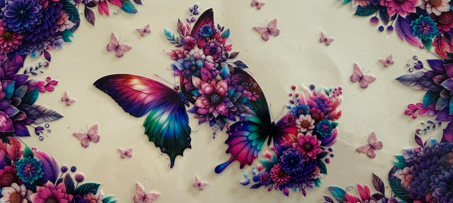 0012/0012A   BLUE PURPLE BUTTERFLY W/FLOWERS