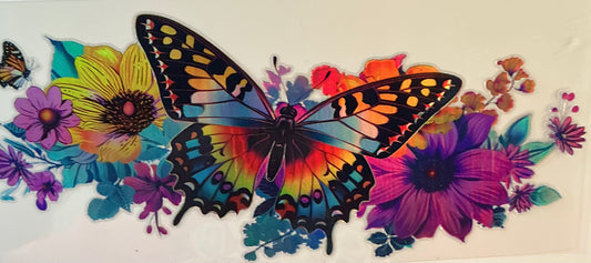 238 HOLOGRAPHIC BUTTERFLY W/YELLOW FLOWERS
