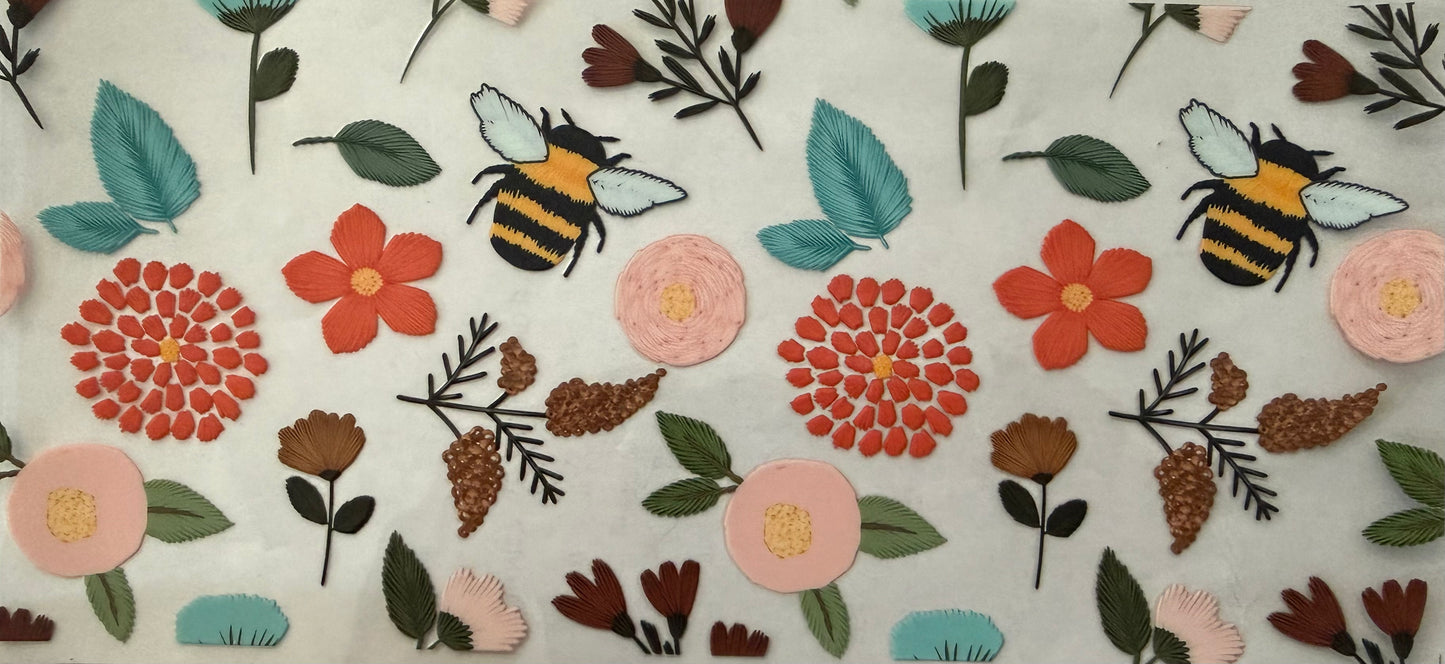 1010 BEES W/MULTI-COLOR FLOWERS COLLAGE