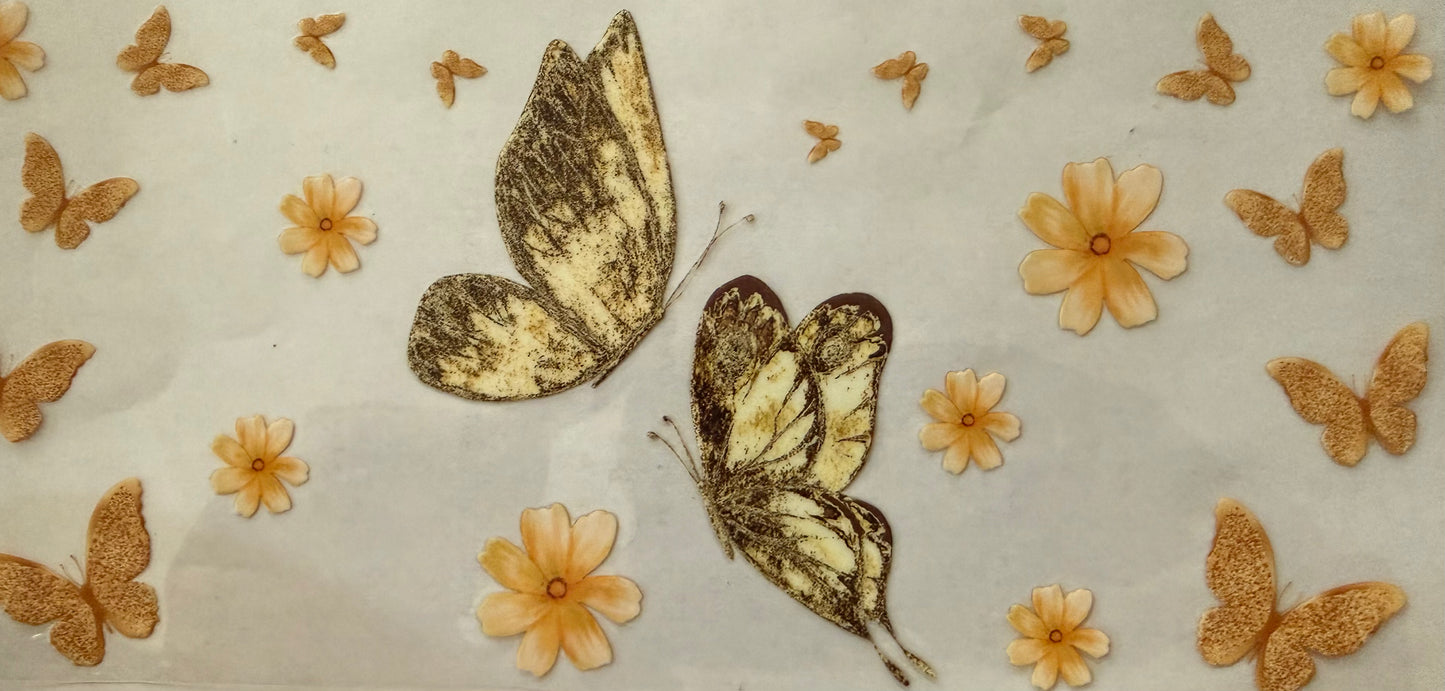 1012 YELLOW & BROWN BUTTERFLY & FLOWER COLLAGE