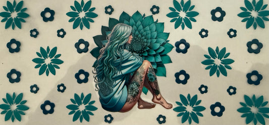 1014 TURQUOISE TATTOO GIRL W/FLOWERS