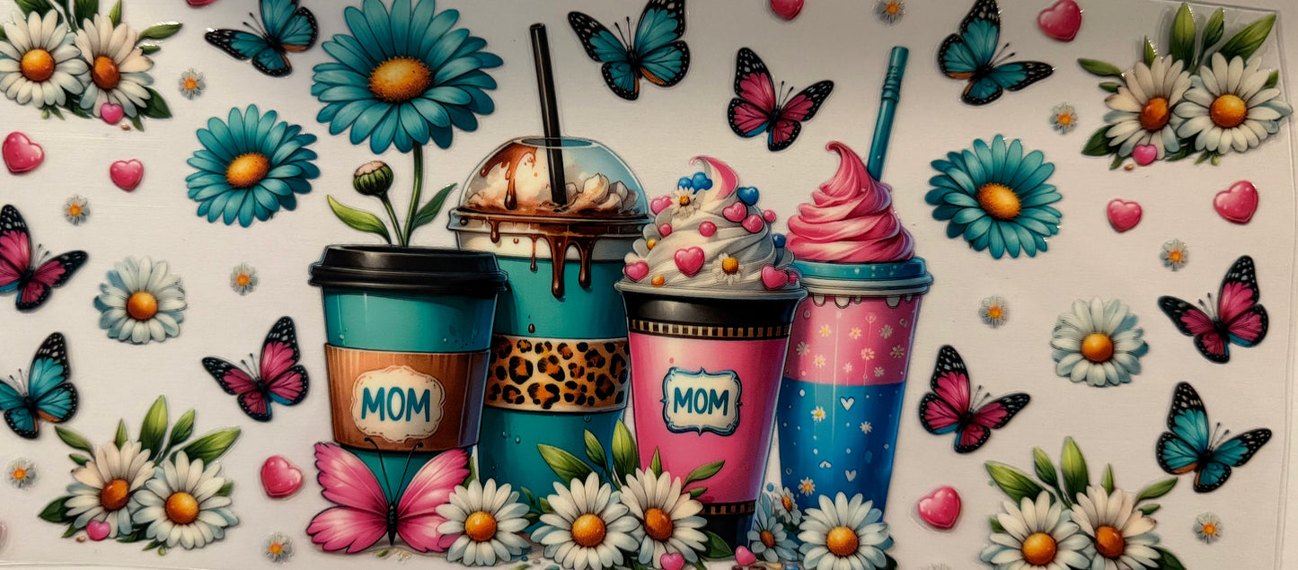 1029   MOM COFFEE CUPS W BUTTERFLIES & FLOWERS