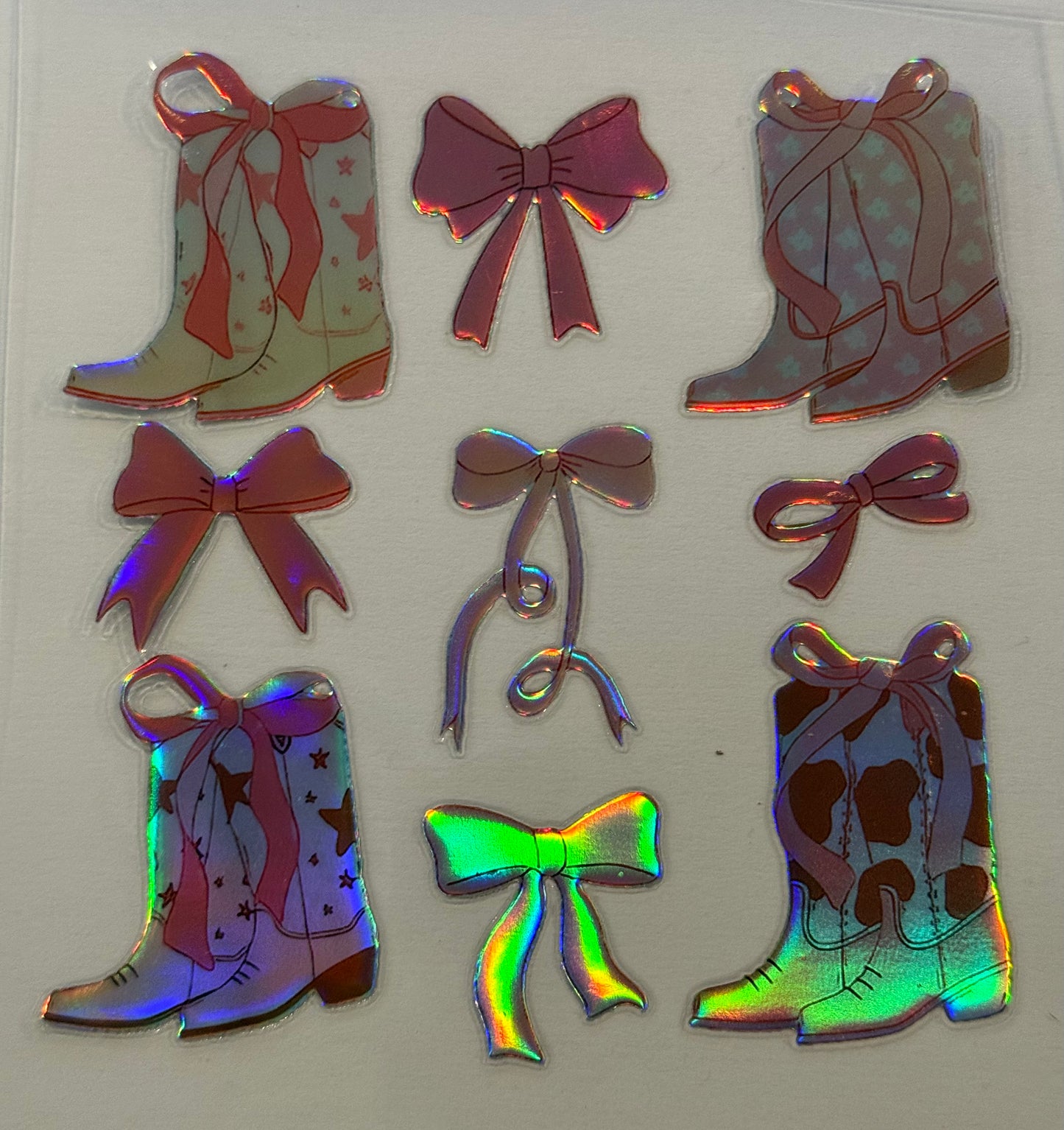 1030   Holographic Cowboy Boot w/Bows