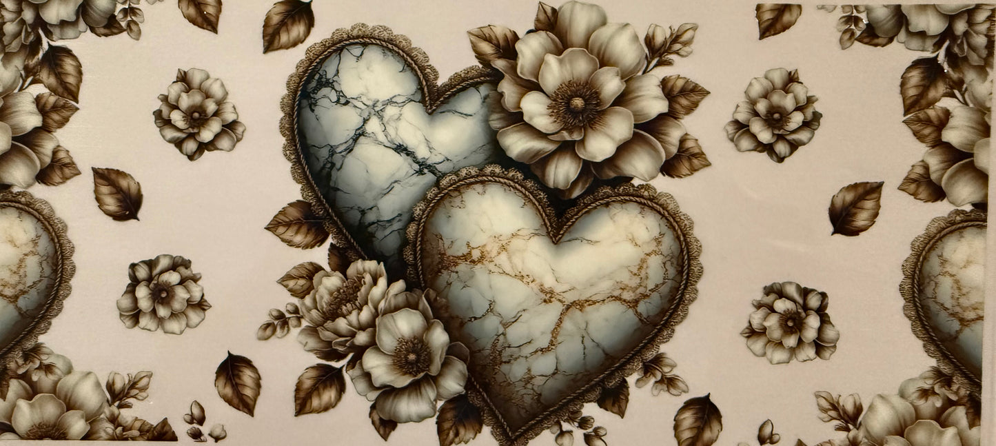 1032 Marble Hearts w/White Flowers