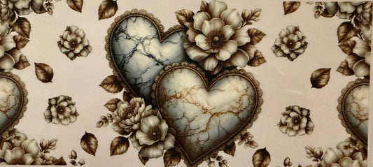 1032 Marble Hearts w/White Flowers
