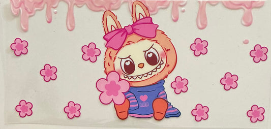 258 LABUBU SITTING W/PINK FLOWERS