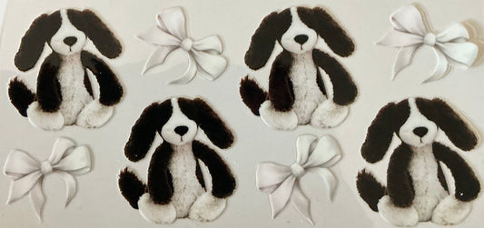 384   BROWN & WHITE PUPPY W/ WHITE BOWS