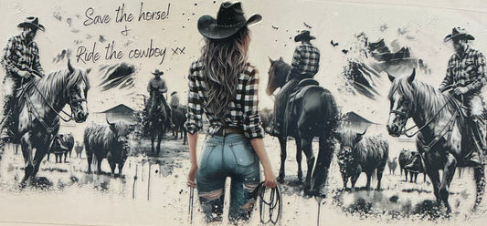 436   BLACK & WHITE SAVE THE HORSE RIDE A COWBOY