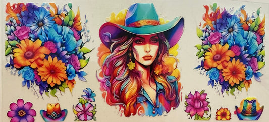 441   RAINBOW PRINT COWGIRL W/FLOWERS
