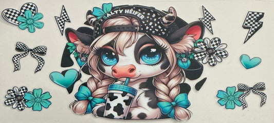 444    BLACK & WHITE COW DRINKING SALTY HEIFER