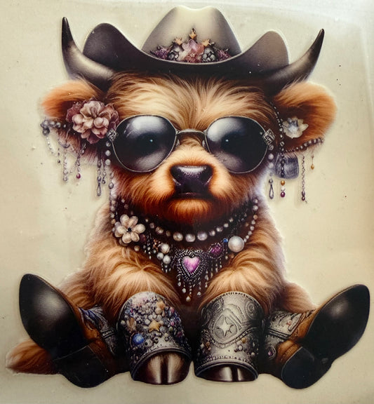 448   Baby Cow w/Sunglasses In Grey & Jewelry