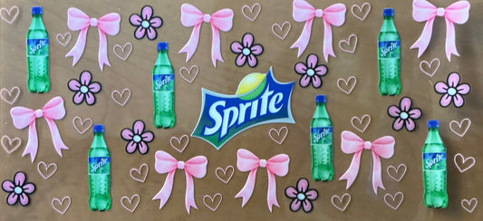 760   SPRITE BOTTLE W/PINK BOW & FLOWER