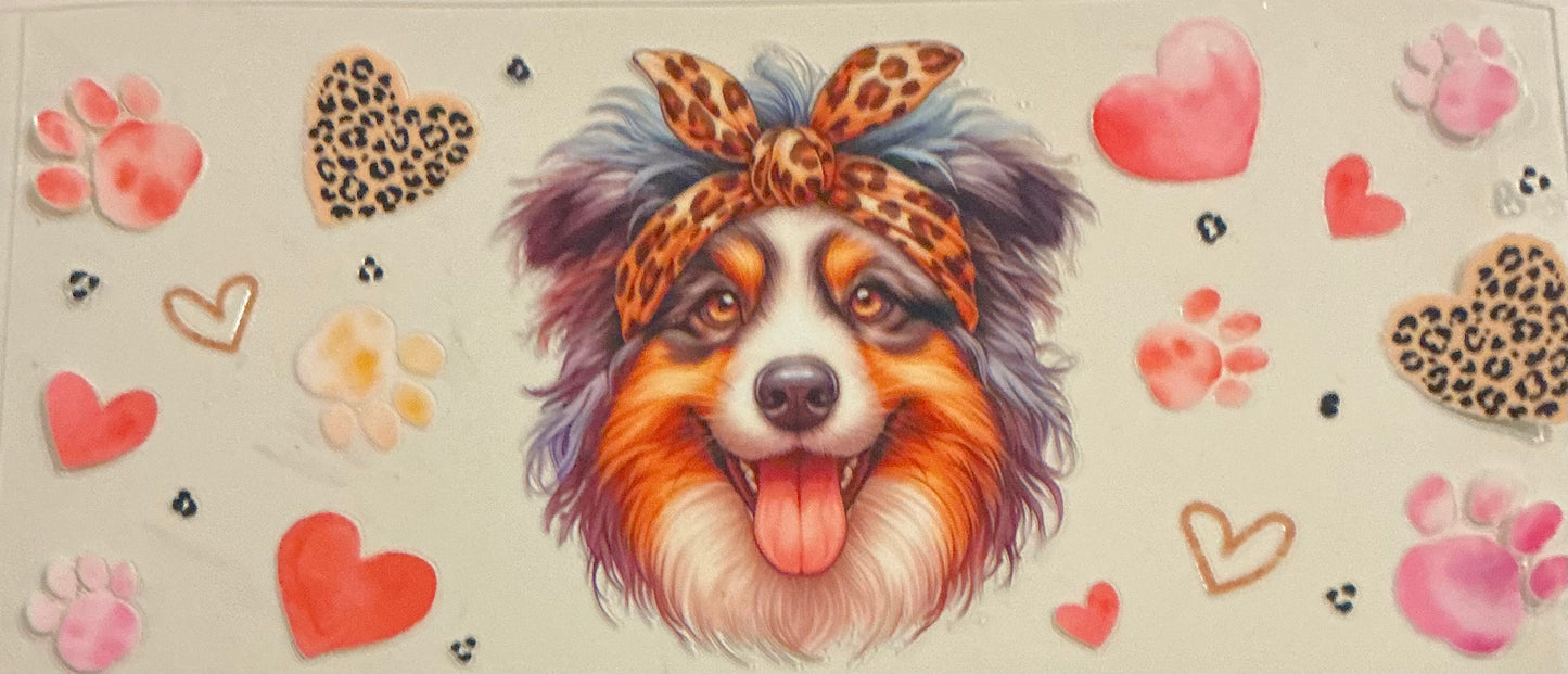 846 COLLIE W/LEOPARD BOW
