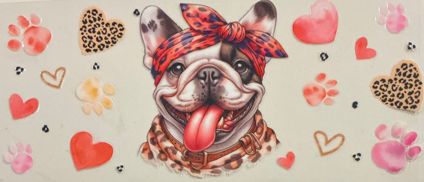 852 FRENCHIE W/LEOPARD BOW