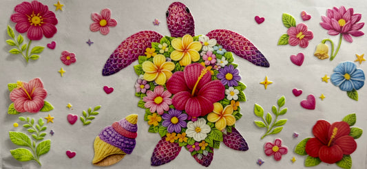 973   PINK SEA TURTLE W/FLOWERS