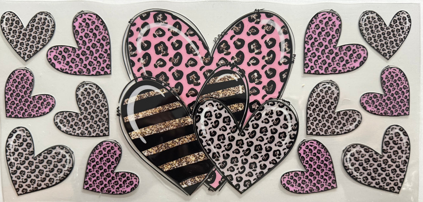 1042 PINK LEOPARD PRINT HEART COLLAGE