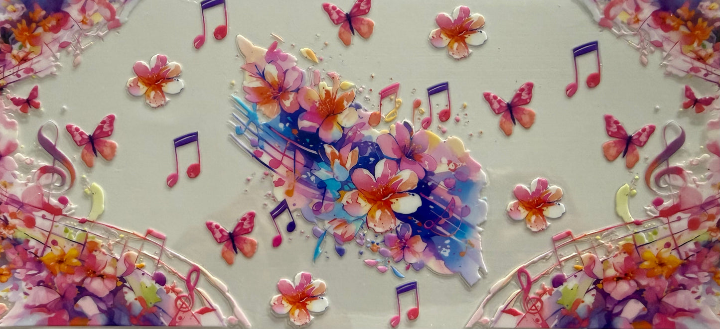 1046 PINK FLOWERS W/MUSIC NOTES