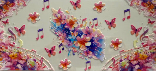 1046 PINK FLOWERS W/MUSIC NOTES
