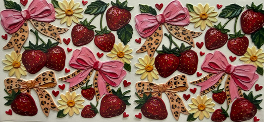 1047 STRAWBERRIES W/PINK & LEOPARD BOWS