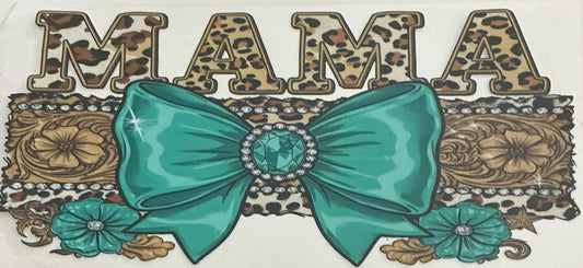 139 MAMA LEOPARD PRINT W/TURQUOISE BOW WRAP