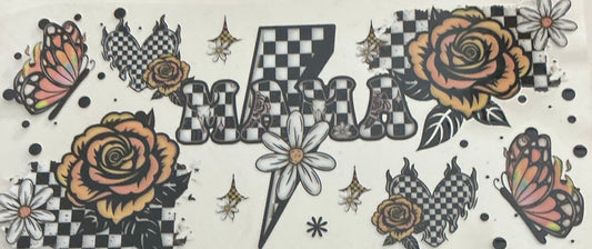 140 MAMA CHECKERED BOLT W/ROSES, BUTTERFLIES, HEARTS WRAP