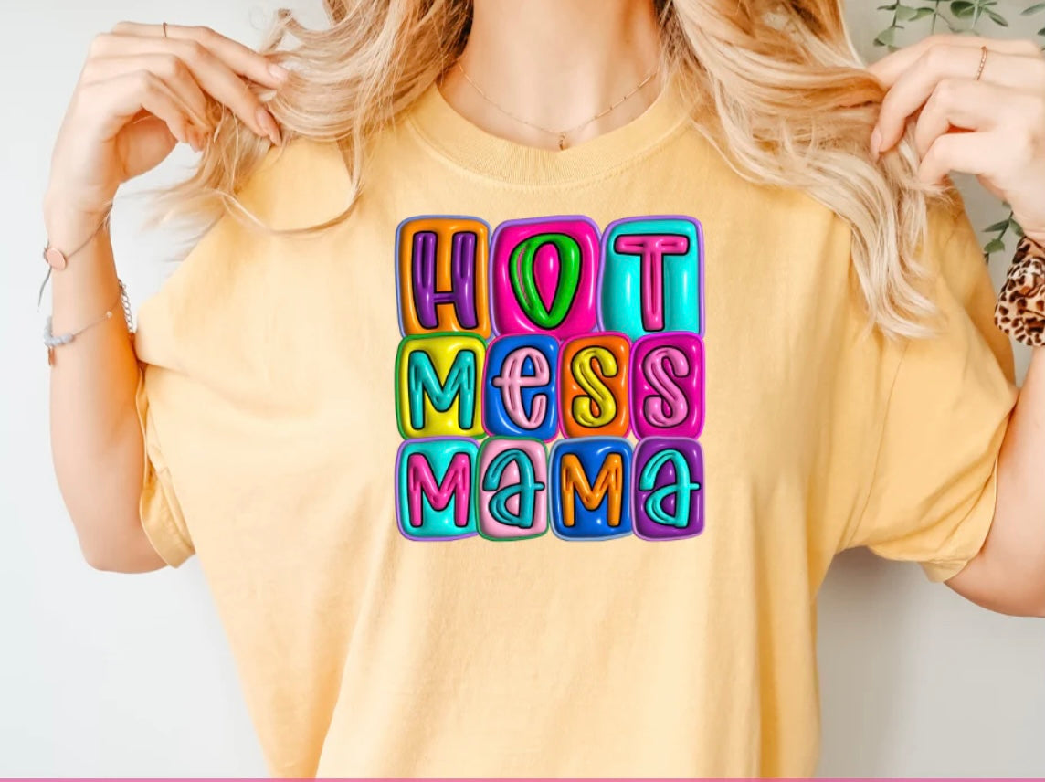 Hot Mess Mama Glitter Screen Print Transfer