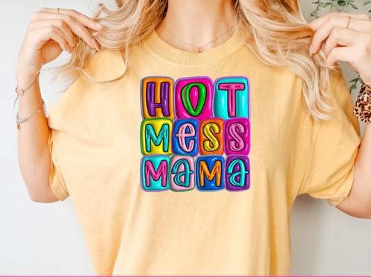 Hot Mess Mama Glitter Screen Print Transfer