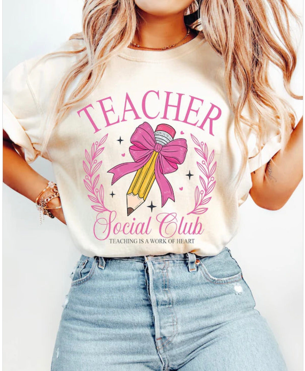 Teacher Social Club Glitter Screen Print Transfer