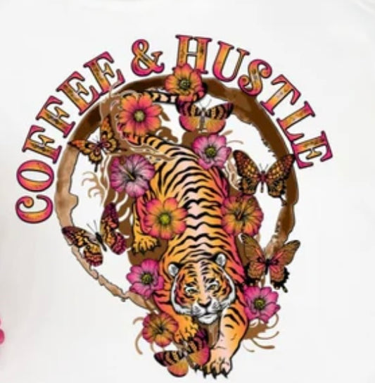 Coffee & Hustle Glitter Screen Print Transfer