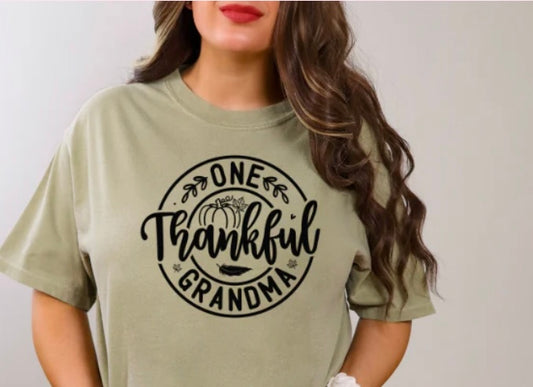 One Thankful Grandma Single Color Screen Print Transfer