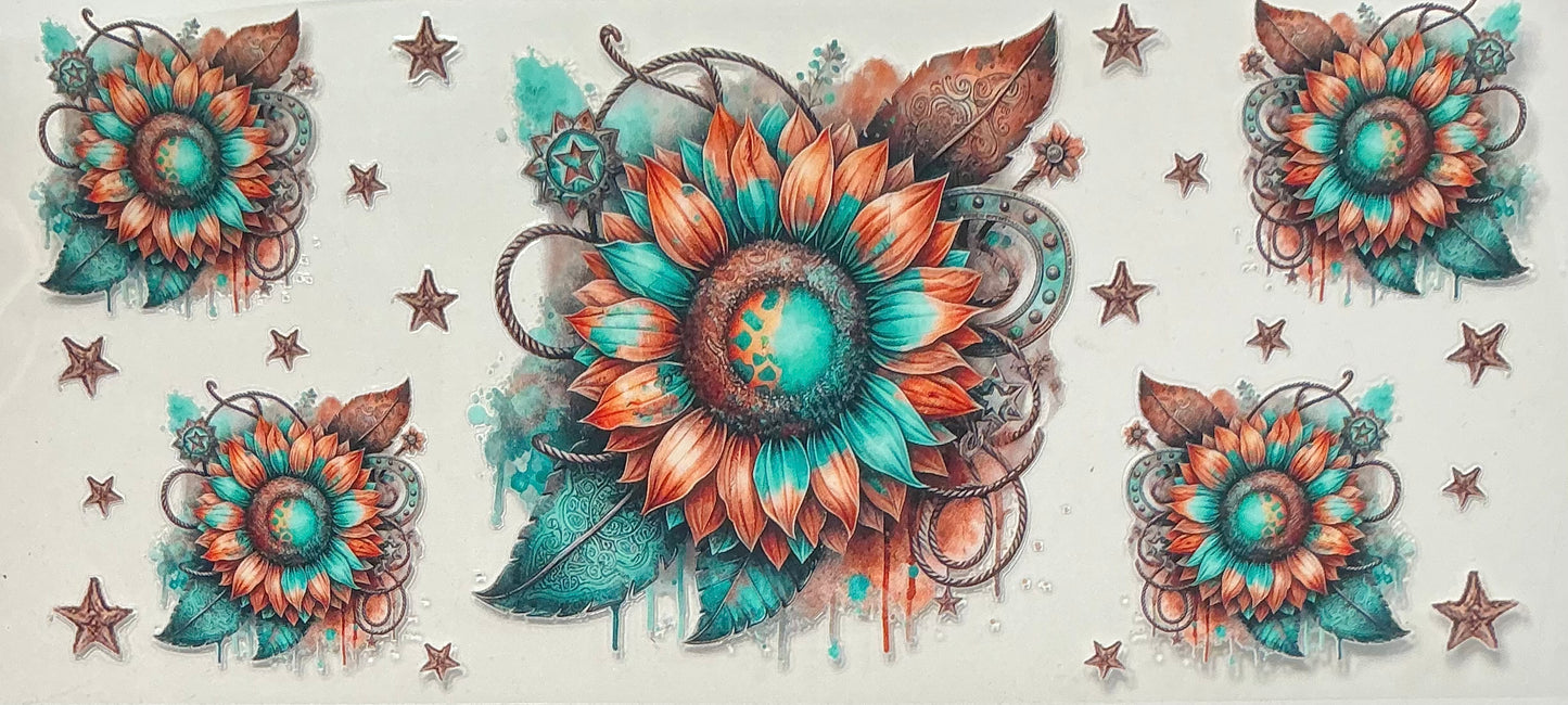 21 Multicolor Flower w/Brown Stars Wrap