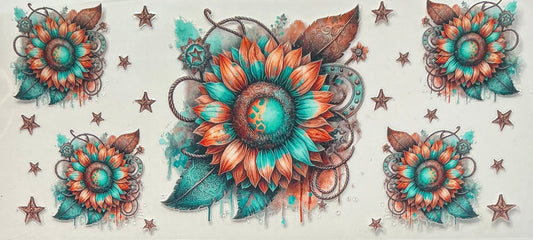 21 Multicolor Flower w/Brown Stars Wrap