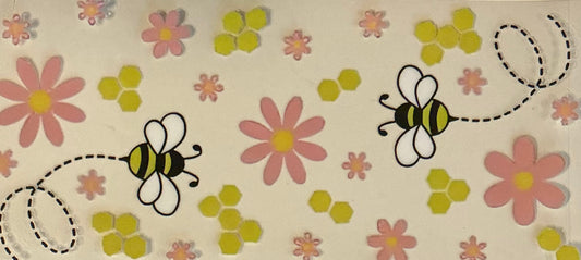 22 Bee w/ Peach Flowers, Honeycomb Wrap