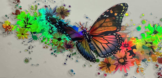 238 Holographic Butterfly w/ Yellow Flowers Wrap