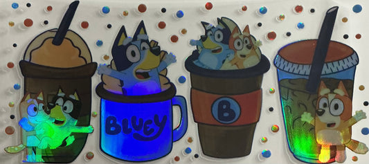 240   Holographic Blue Cartoon Character Wrap