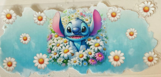 242 Blue Character in White Flowers Wrap