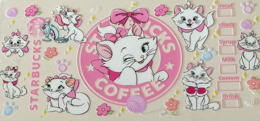 283 White Cat Character w/Coffee Wrap