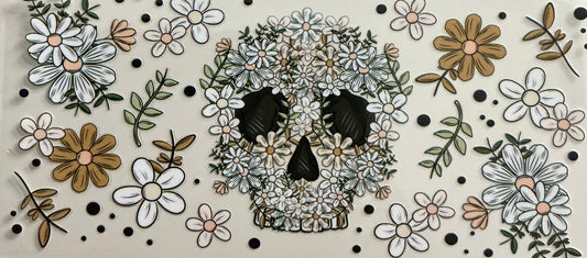 29      SKULL WHITE FLOWER FACE WRAP
